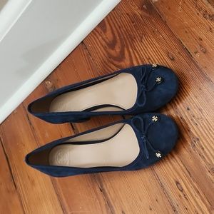 Sold tory Burch navy suede round toe block heels size 8, navy